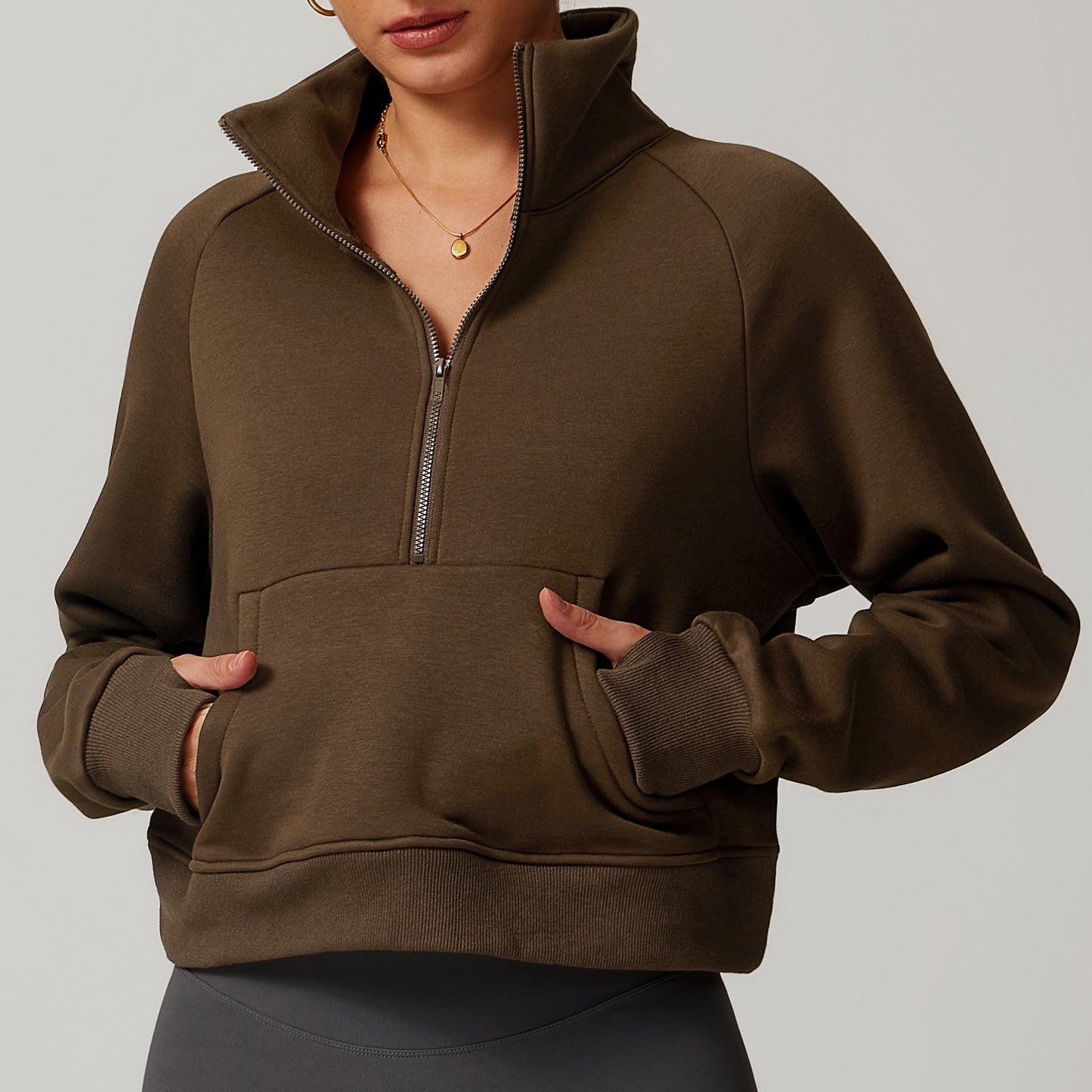 Fleece loose fit, Half zipper