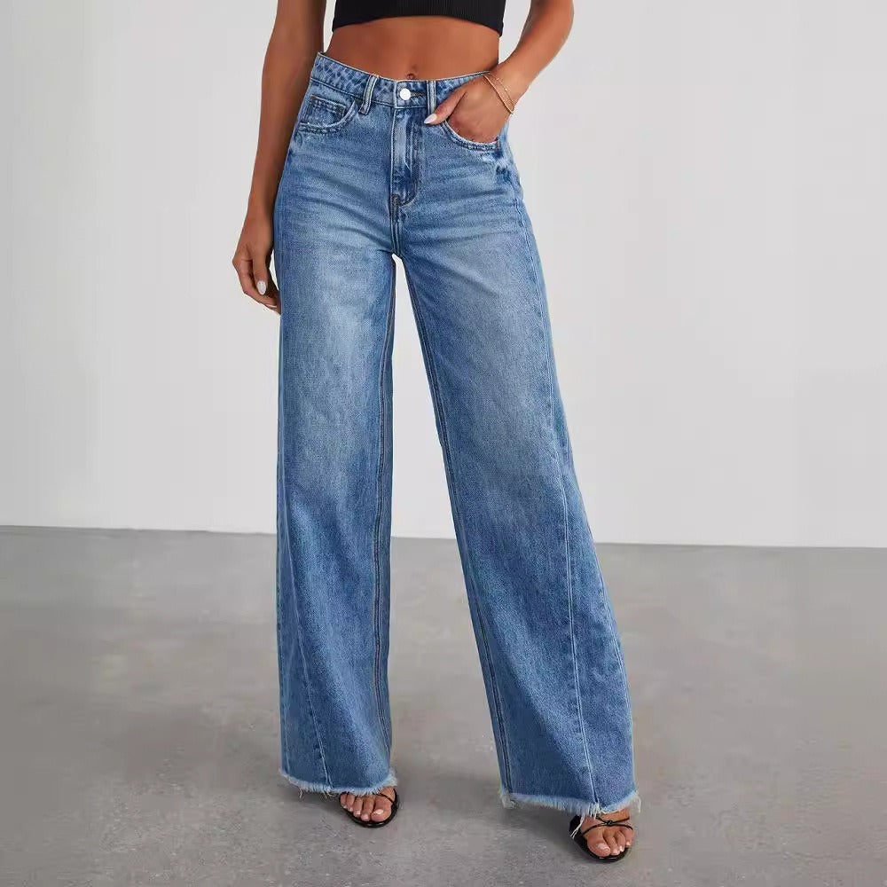 Loose wide leg, Denim blue jeans