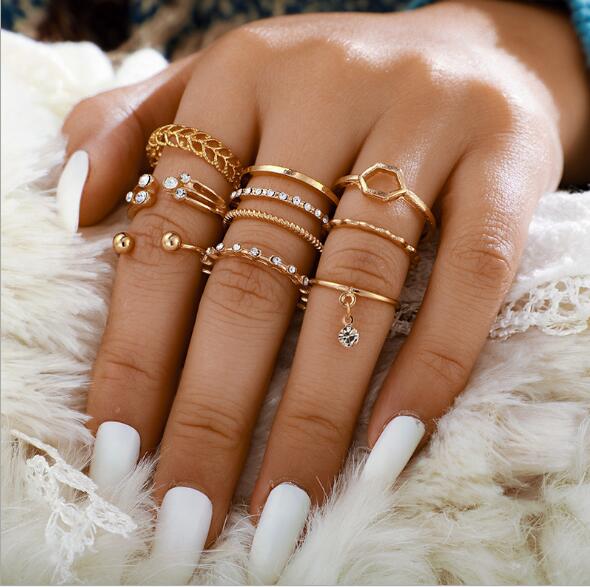 8pcs/sets Bohemian Geometric Rings