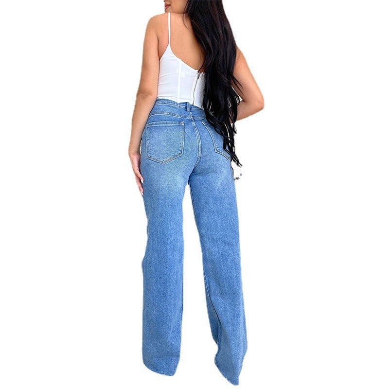 Women ripped jeans high waist