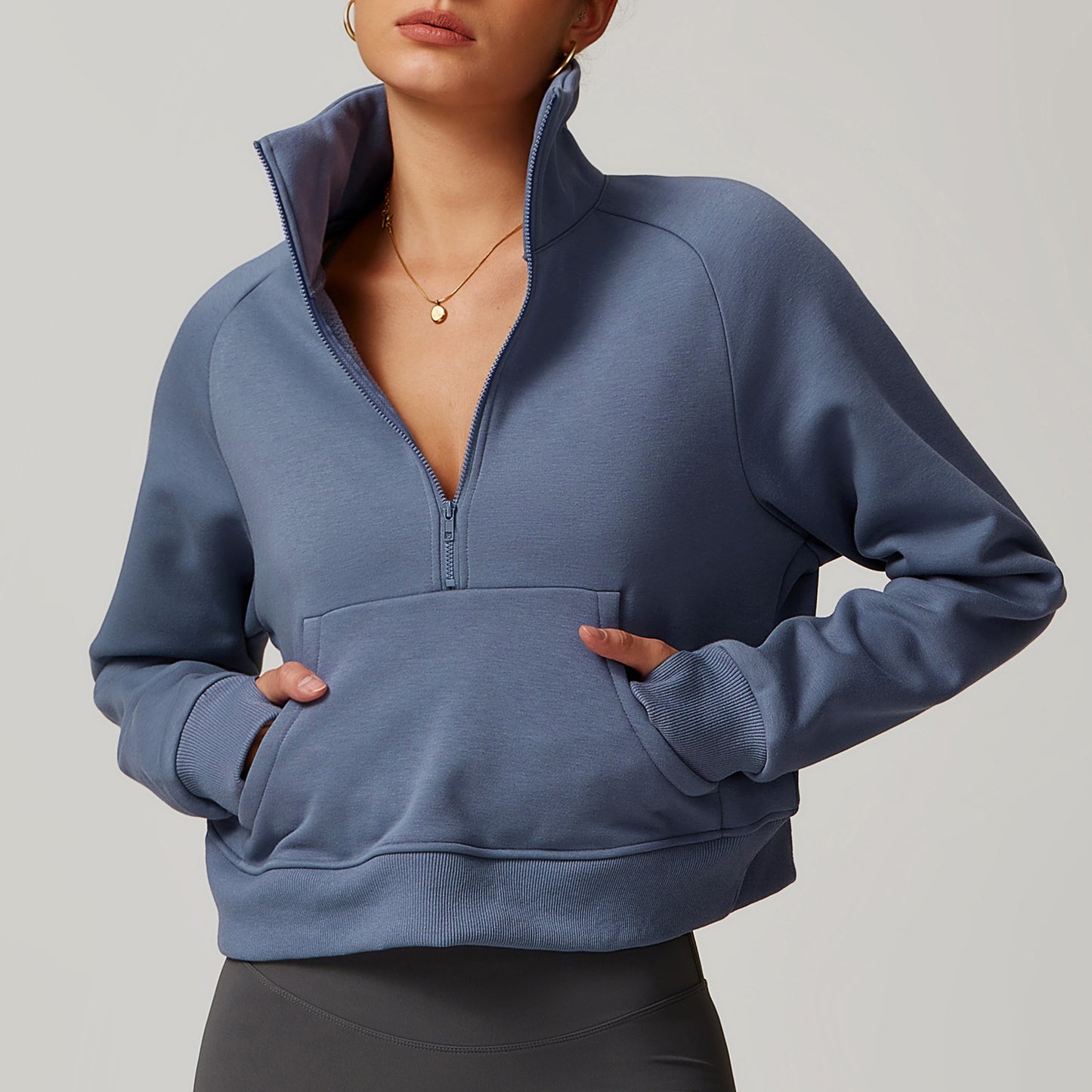 Fleece loose fit, Half zipper