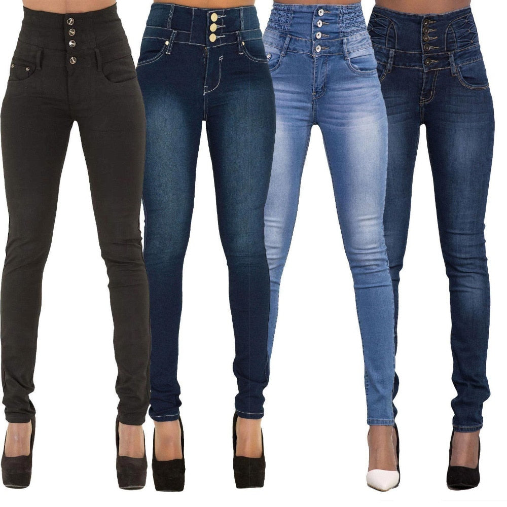 Summer skinny jeans, high waist