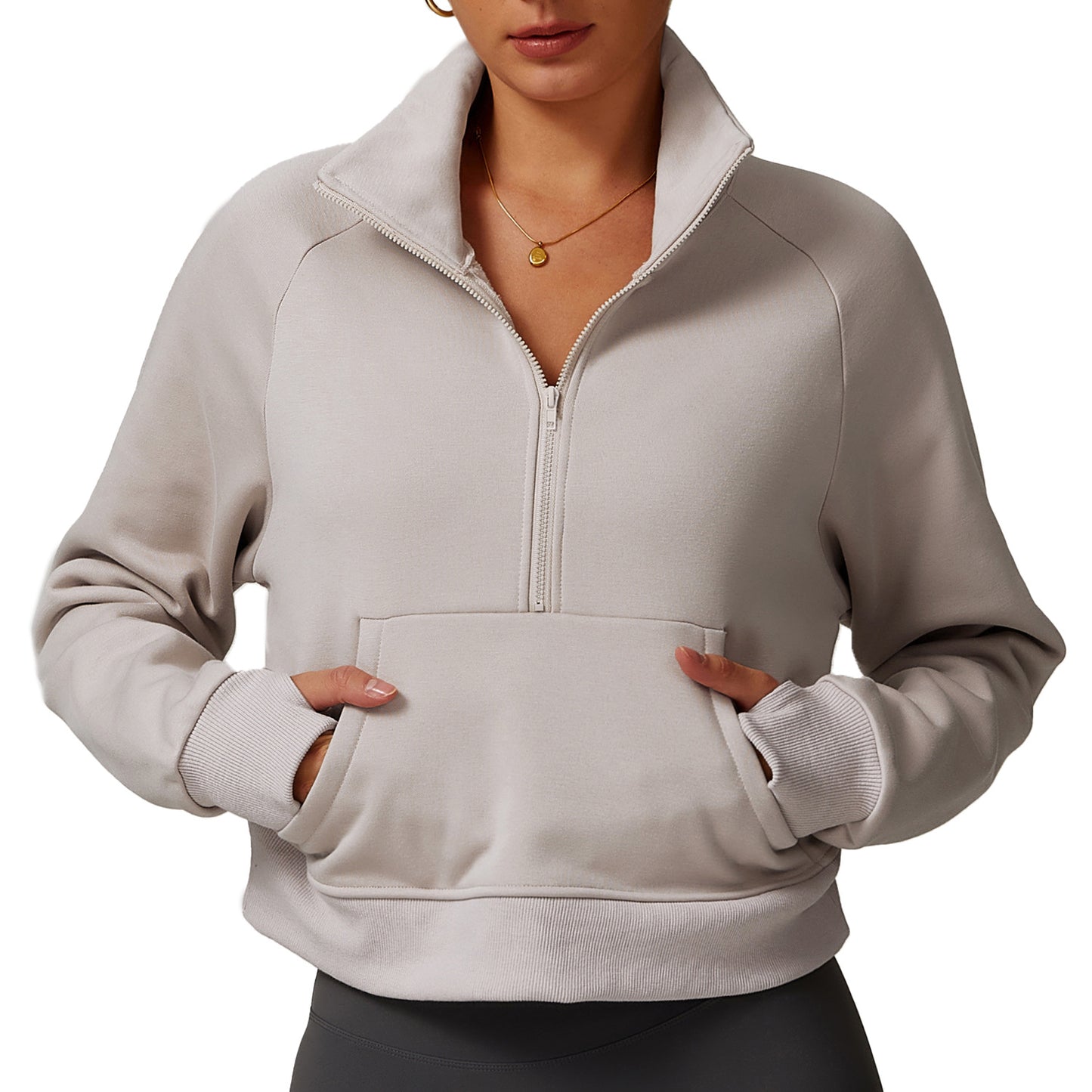 Fleece loose fit, Half zipper