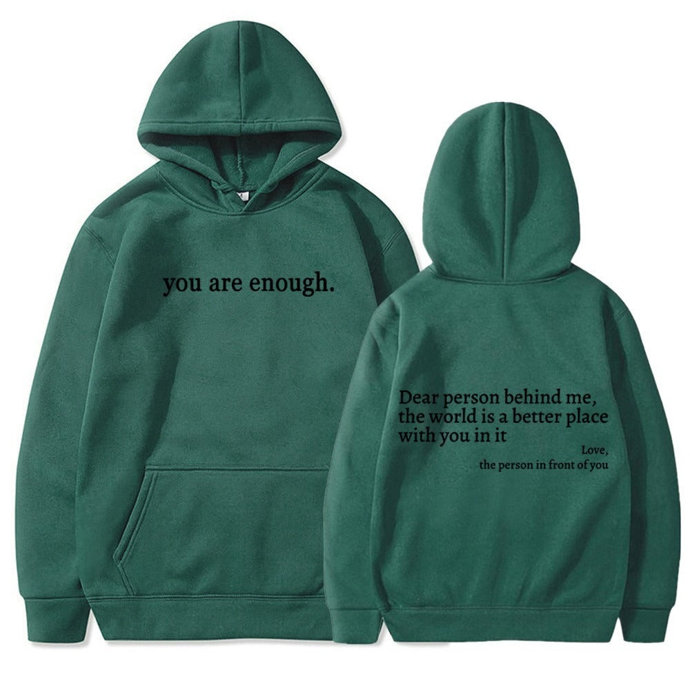 Women's plush hoodie plain letter print