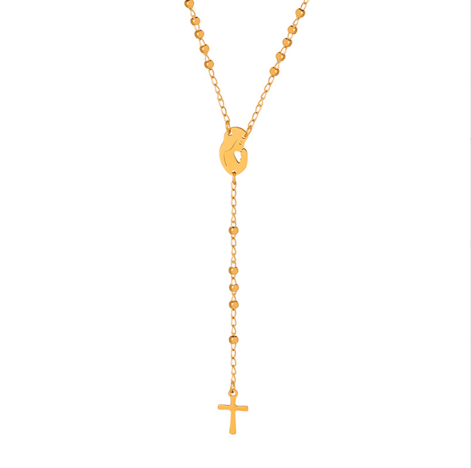 Cross pendant mid length necklace