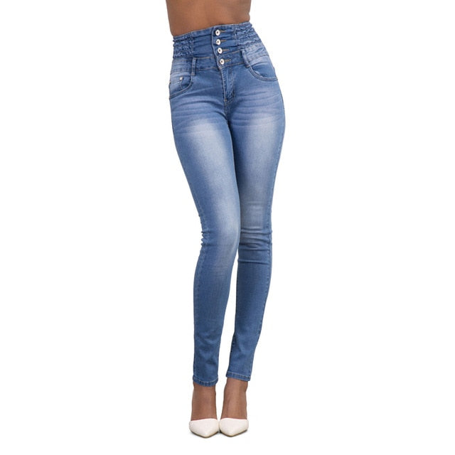 Summer skinny jeans, high waist