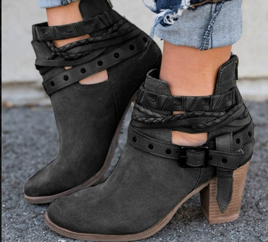 Buckle strap women ankle boots