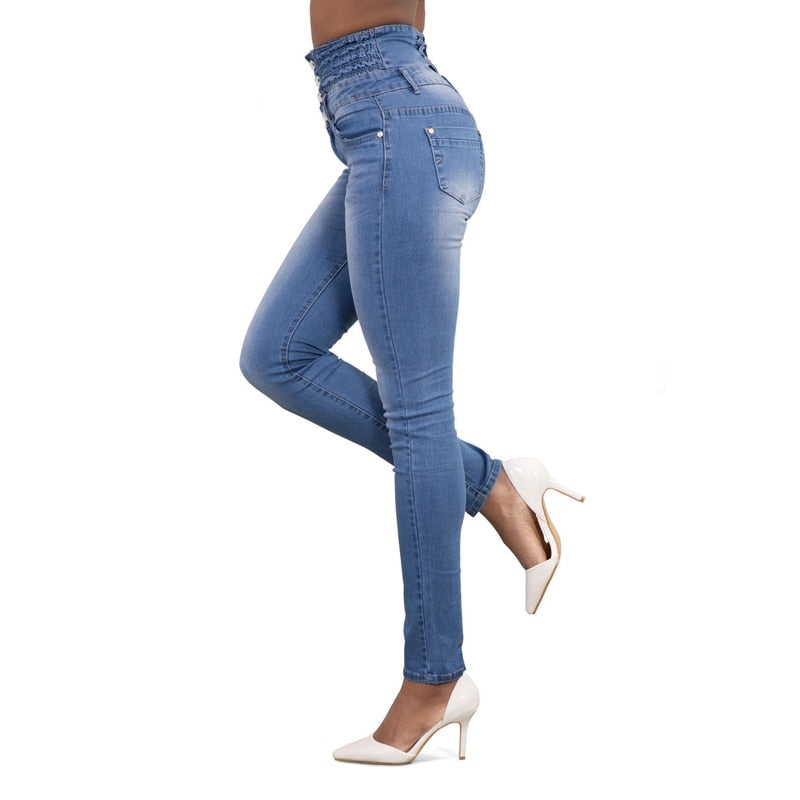 Summer skinny jeans, high waist