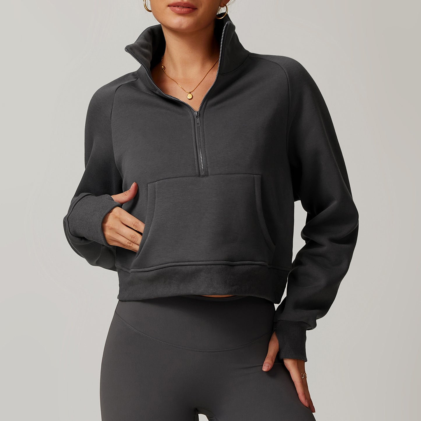 Fleece loose fit, Half zipper