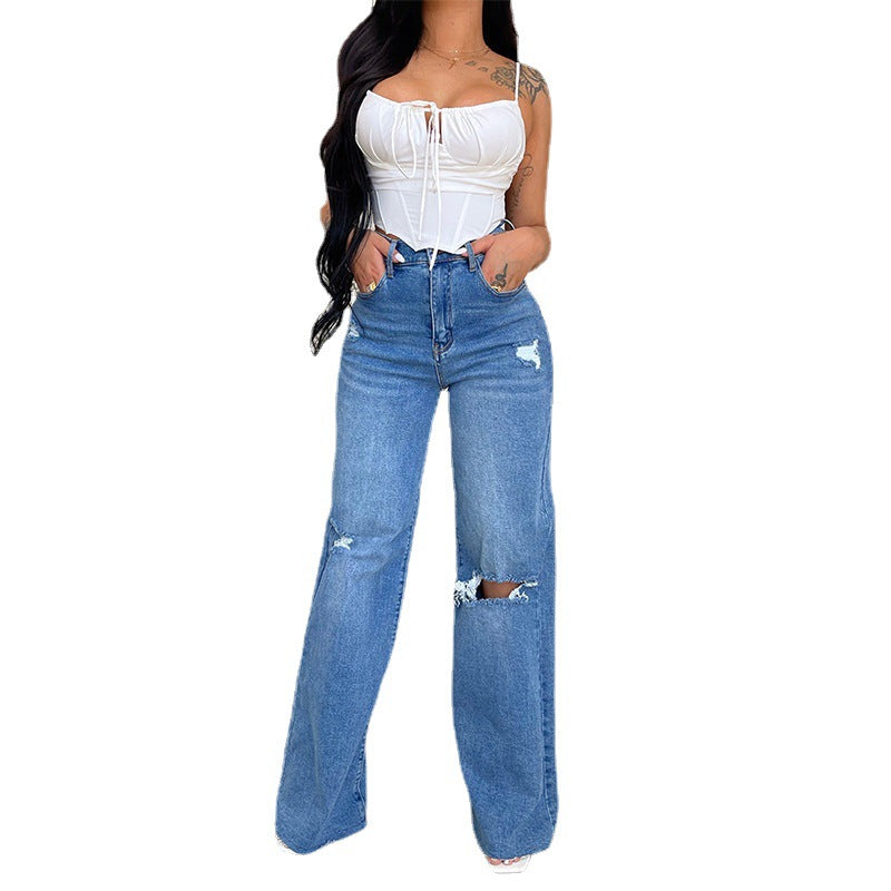 Women ripped jeans high waist