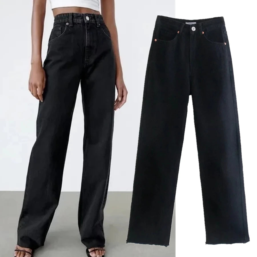 Woman high waist, straight jeans