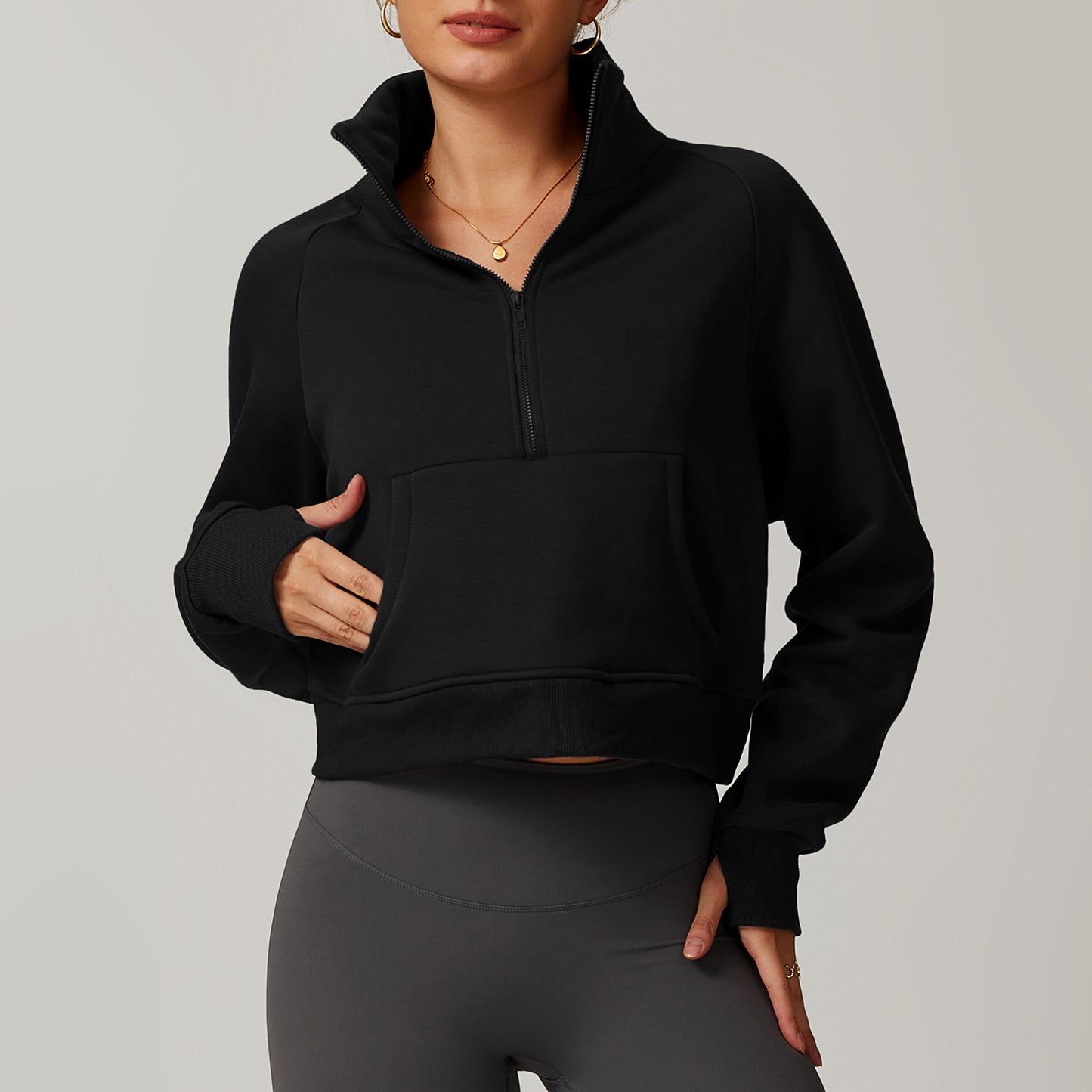 Fleece loose fit, Half zipper