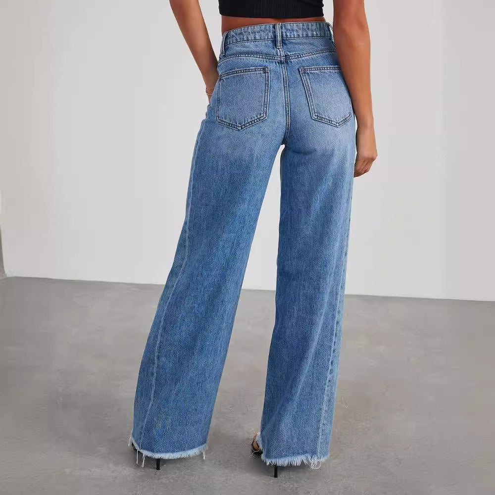 Loose wide leg, Denim blue jeans