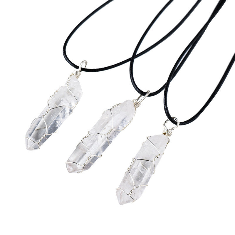 White crystal winding necklace