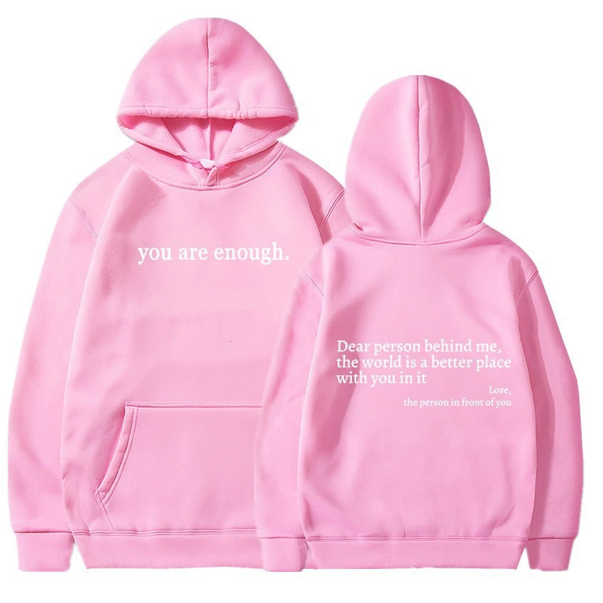 Women's plush hoodie plain letter print