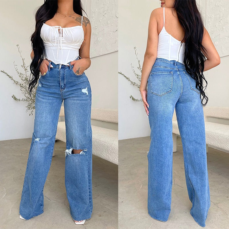 Women ripped jeans high waist