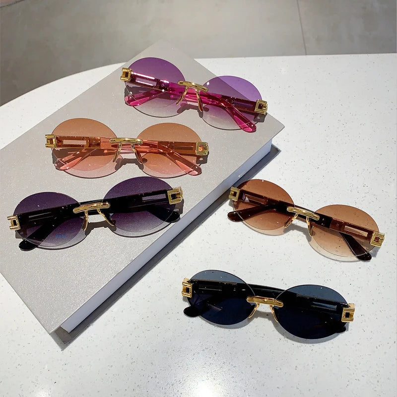 Frameless oval sunglasses