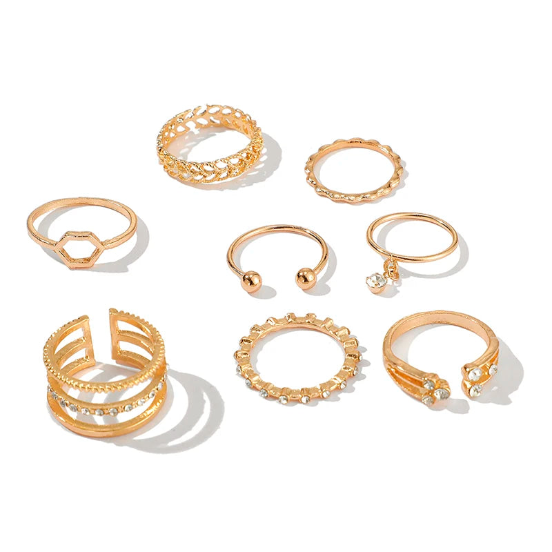 8pcs/sets Bohemian Geometric Rings