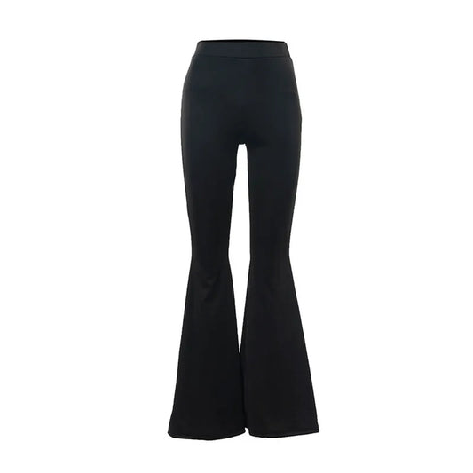 Solid black pants slim fitting high waist